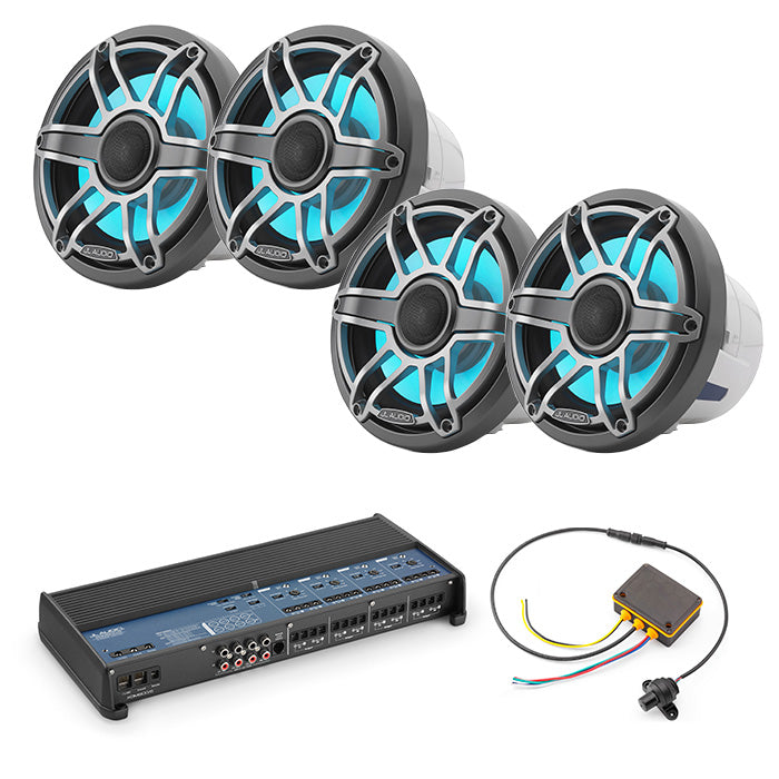 JL Audio XDM800/8 + 2 Pairs M6-880X-S-GMTI-I + MLC-RW Marine Bundle