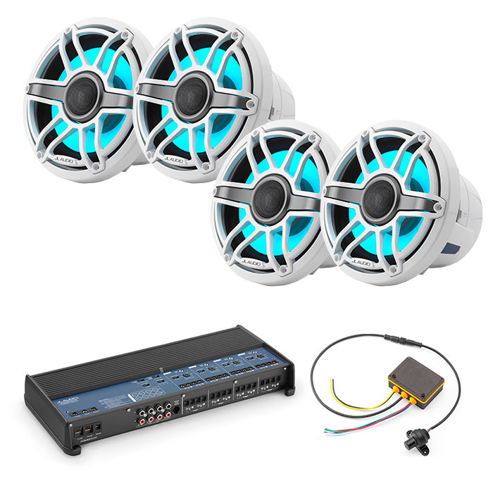 JL Audio XDM800/8 + 2 Pairs M6-880X-S-GwGw-I + MLC-RW Marine Bundle