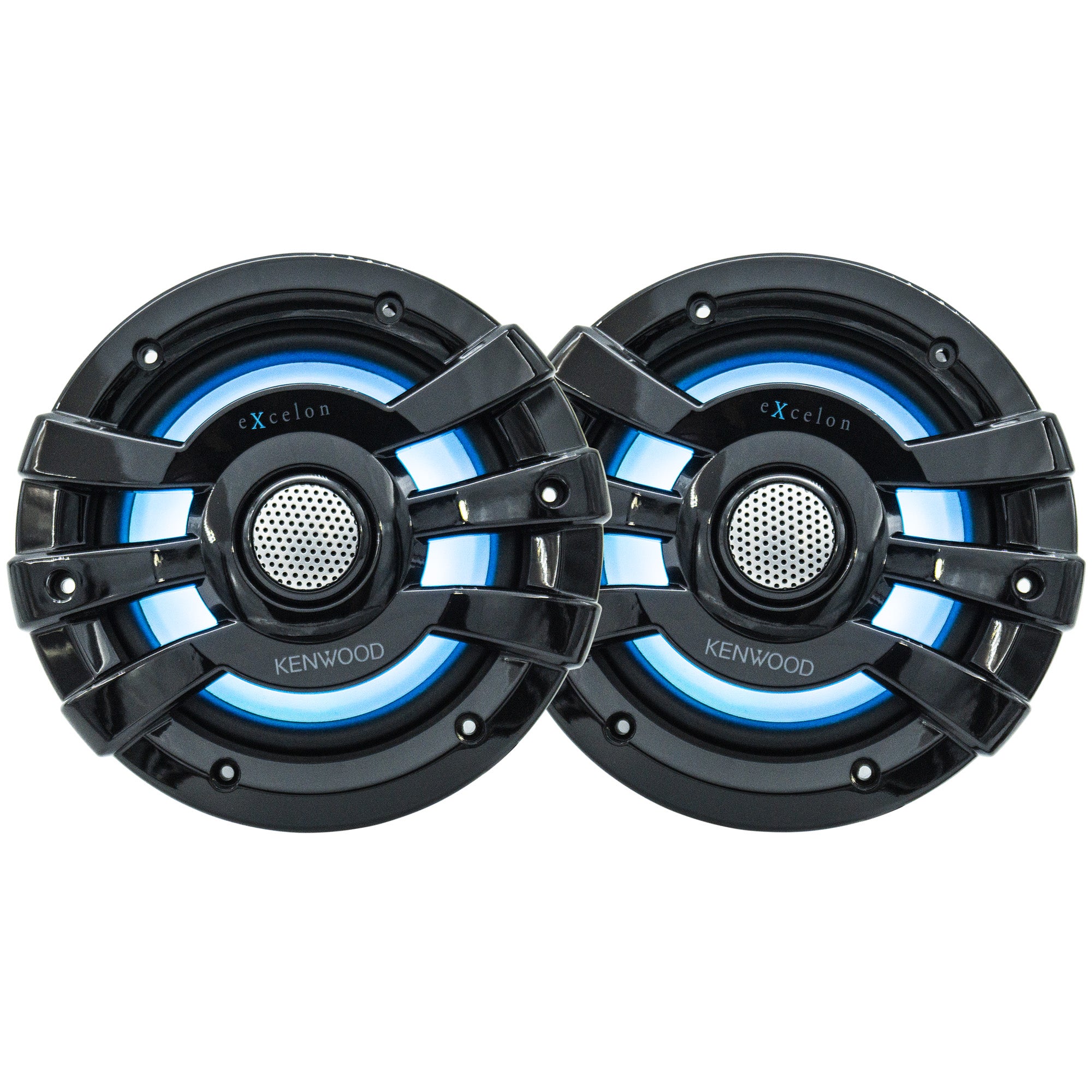 Kenwood eXcelon XM77BL 7.7" 2-Way Coaxial Marine Speakers with LED Lighting, Black