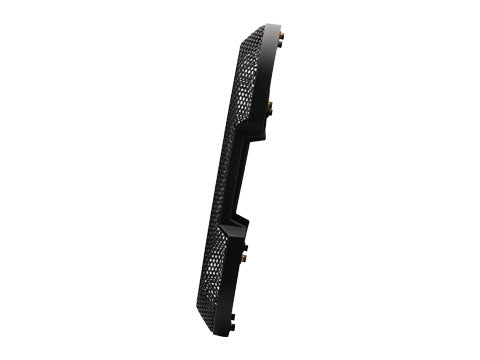 Kicker 52GL712 square steel mesh grille angled view