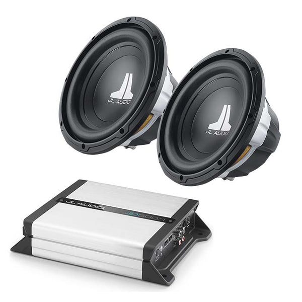 JL Audio JD500/1 Class D Amp + x2 10W0v3-4 10" Subwoofer Bundle