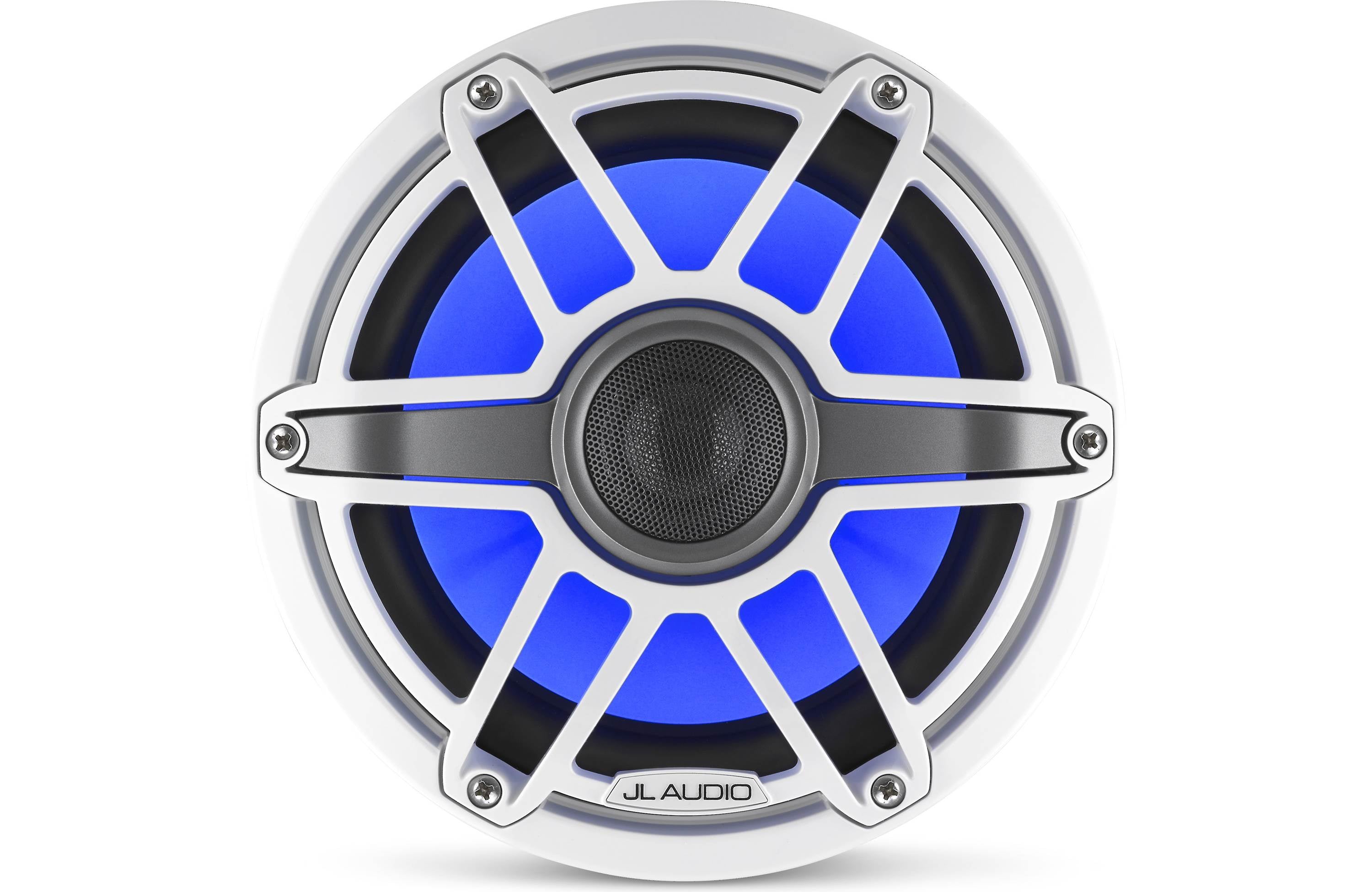 JL Audio M6-880X-S-GWGW-I 8.8" Marine Speaker System, RGB LED, Gloss White, Sport Grill