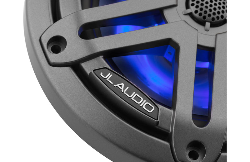 JL Audio M3-650X-S-GM-I 6.5" Marine Coaxial Speakers, Gunmetal Sport Grilles w/ RGB LED Lighting