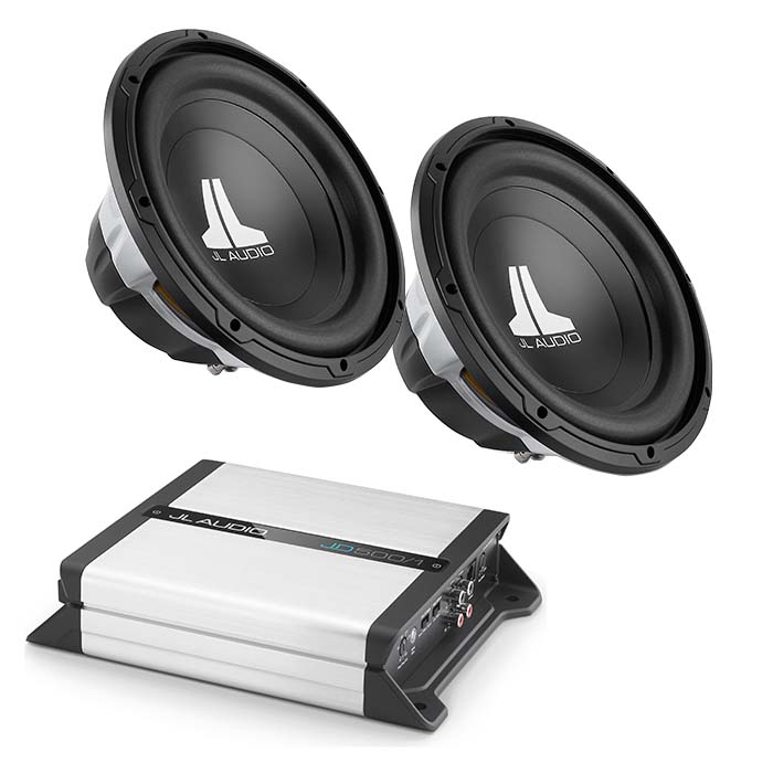 JL Audio JD500/1 Class D Amp + x2 12W0v3-4 12" Subwoofers Bundle