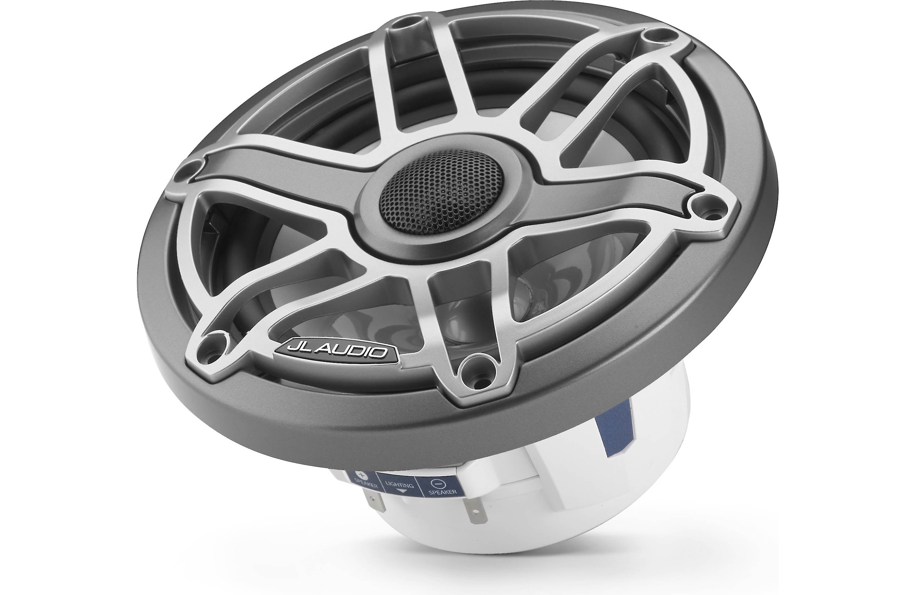 JL Audio M6-650X-S-GMTI-I 6.5" Marine Coaxial Speakers, Gunmetal Trim, Titanium Sport Grille + LED Lighting