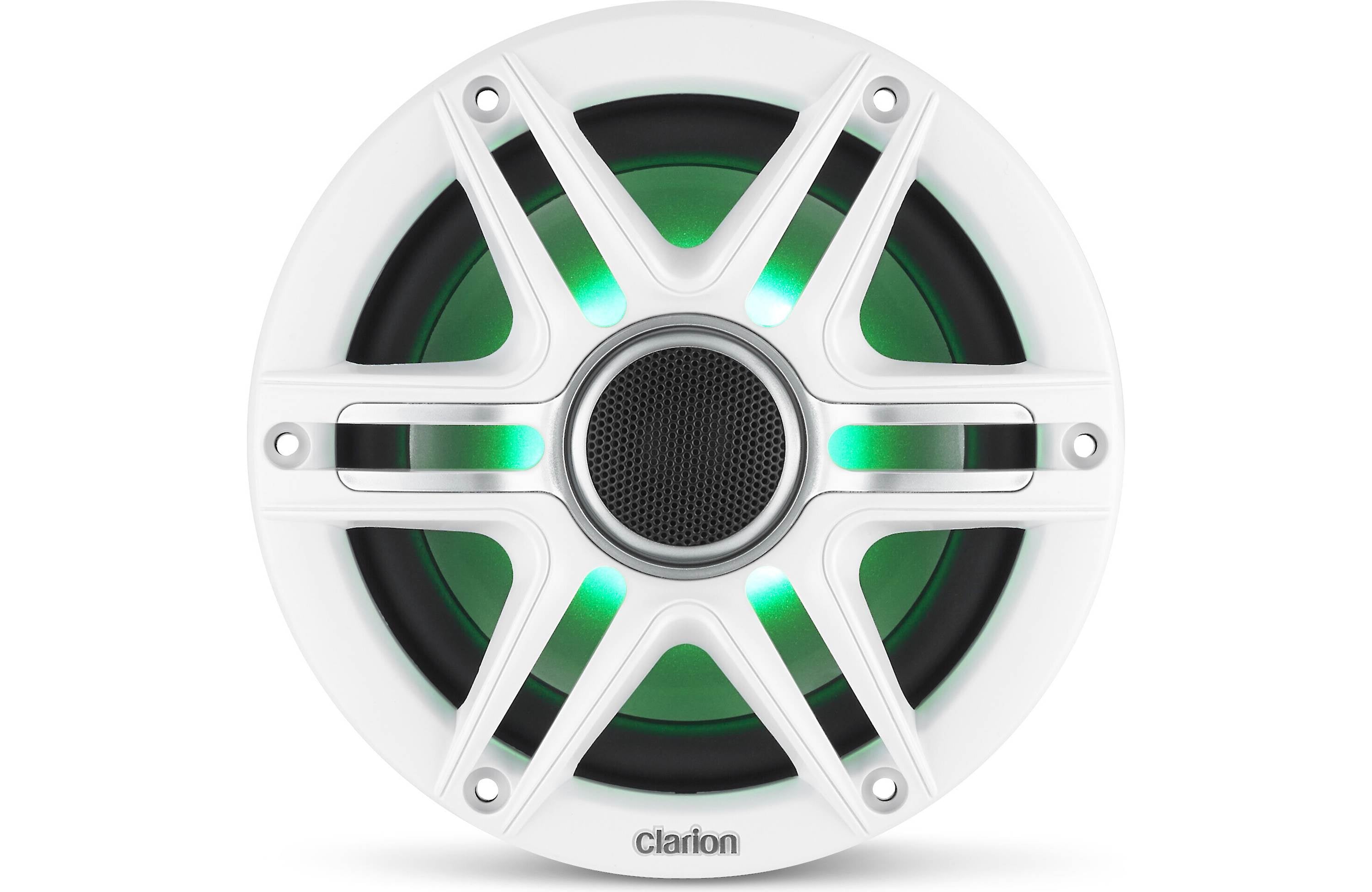 Clarion CMS-651RGB-SWB 6.5 Inch Marine Coaxial Speakers Pair with Sport Grilles and RGB Lighting