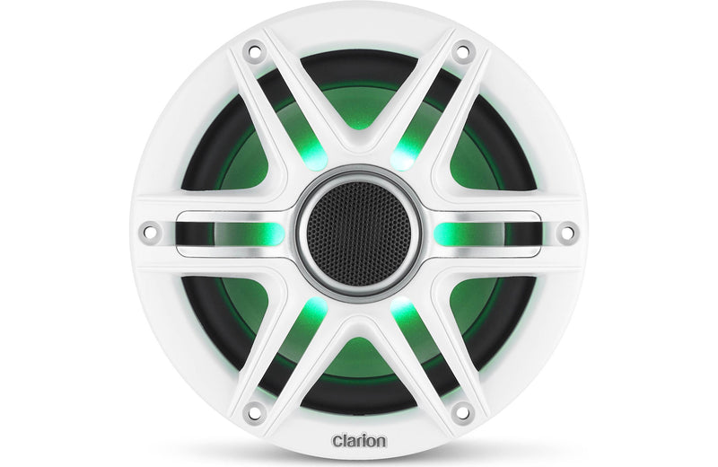 Clarion CMS-651RGB-SWB 6.5 Inch Marine Coaxial Speakers Pair with Sport Grilles and RGB Lighting