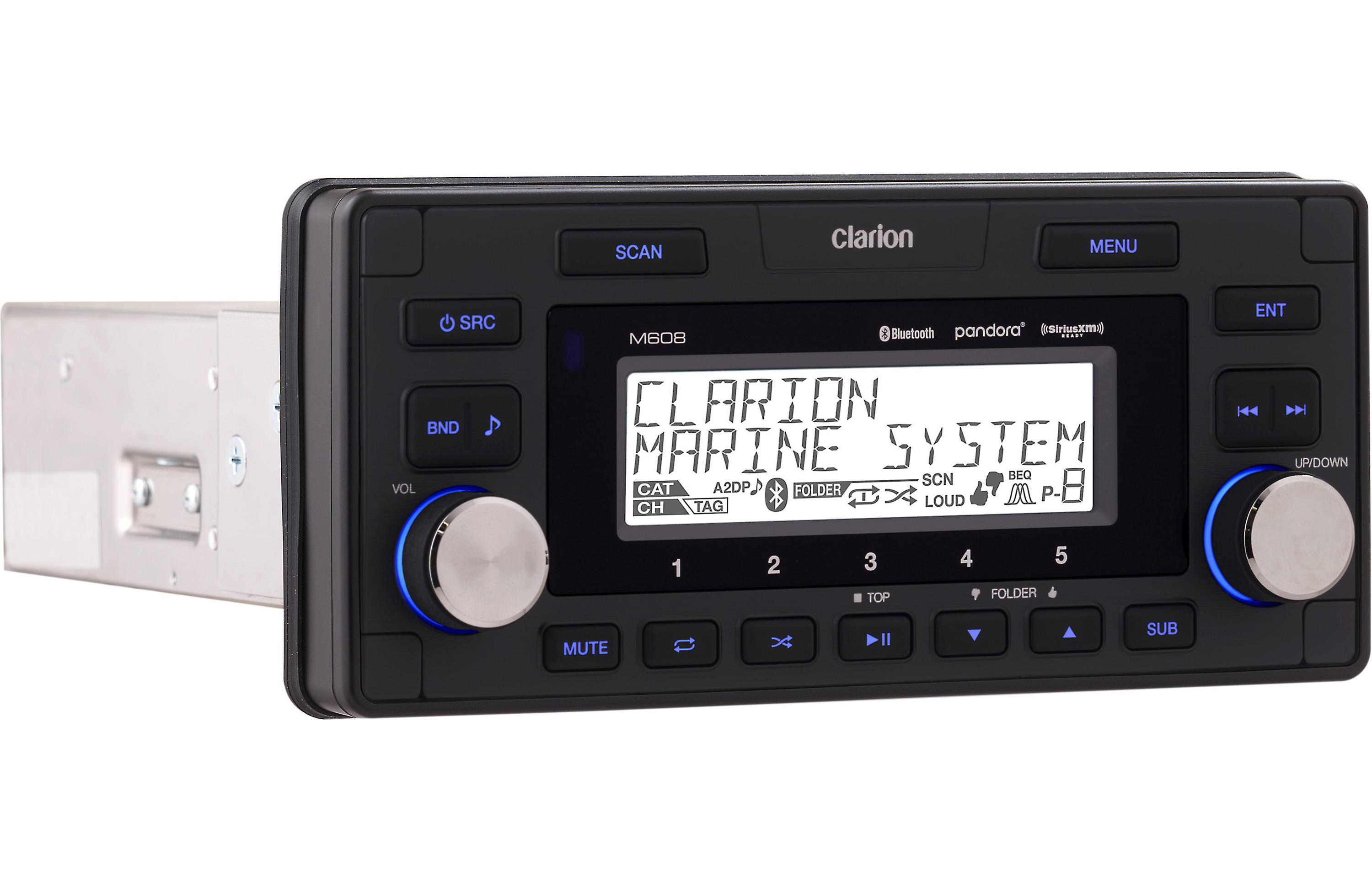 Clarion M608 Digital Marine Receiver + 2 Pairs CMS-651RGB-SWB 6.5" Marine Speaker Bundle