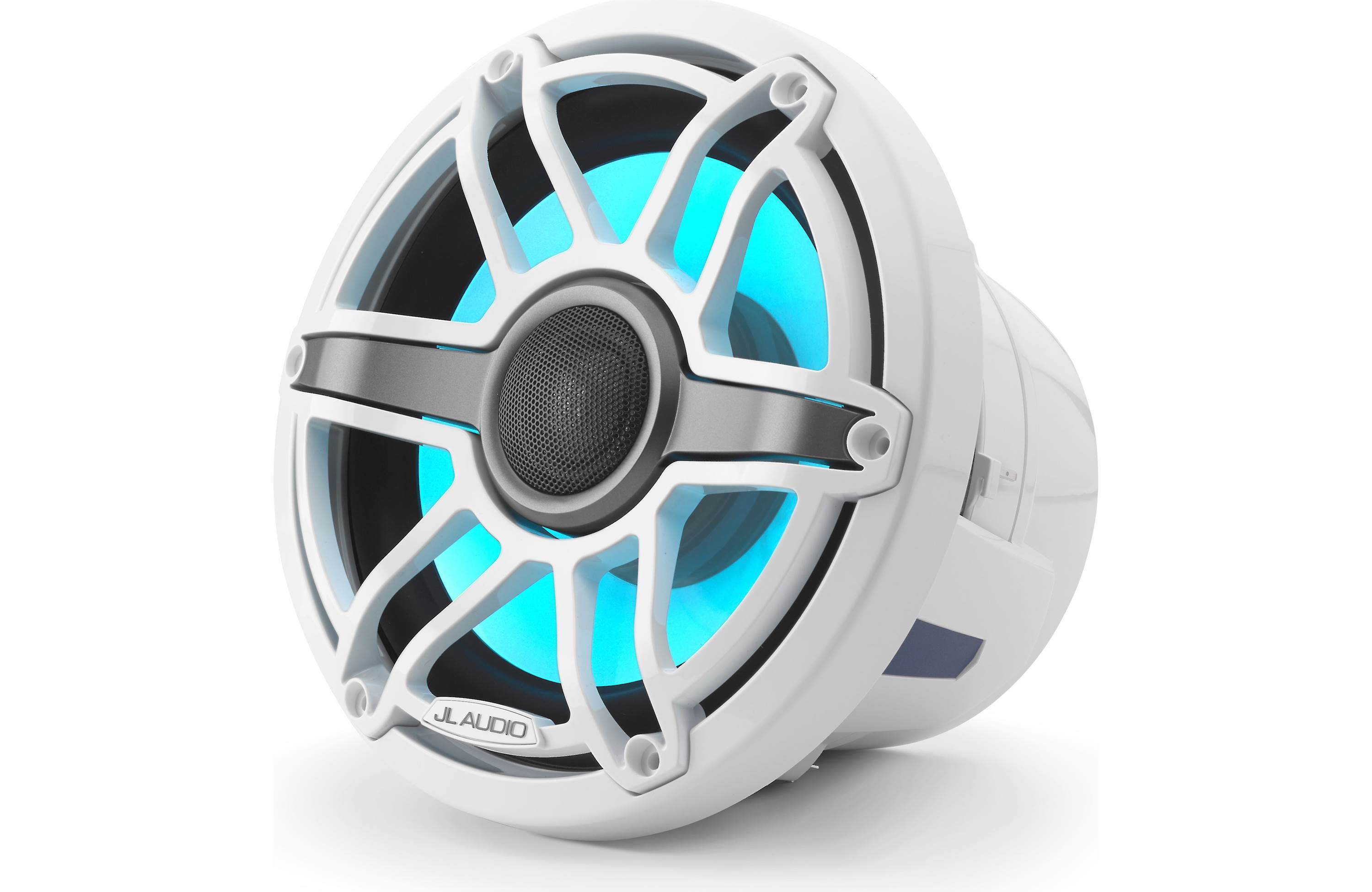 JL Audio M6-880X-S-GWGW-I 8.8" Marine Speaker System, RGB LED, Gloss White, Sport Grill