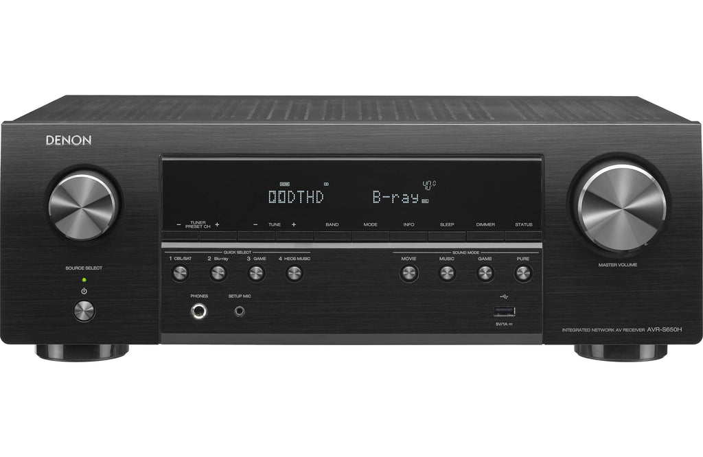Denon R650 Denon AVR-S650H Home Theater Audio Video Receiver - Black