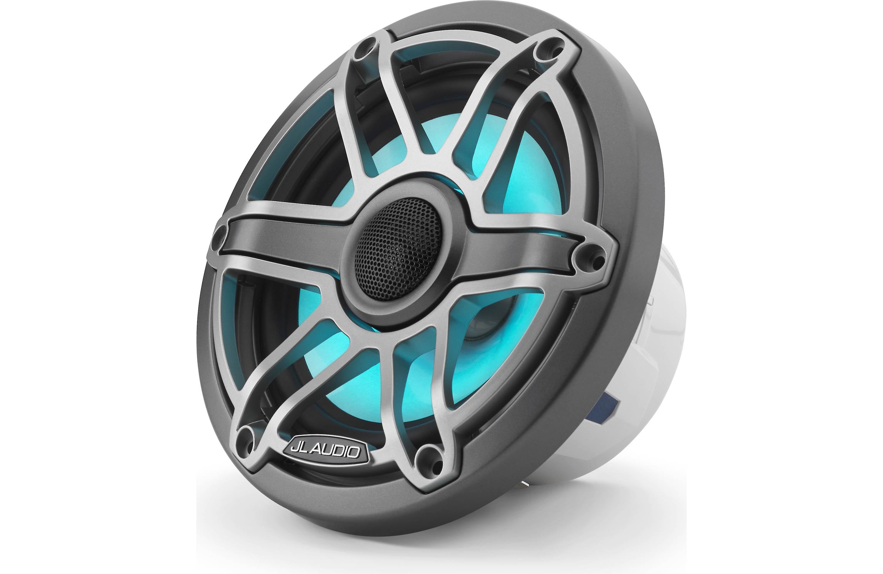 JL Audio M6-650X-S-GMTI-I 6.5" Marine Coaxial Speakers, Gunmetal Trim, Titanium Sport Grille + LED Lighting