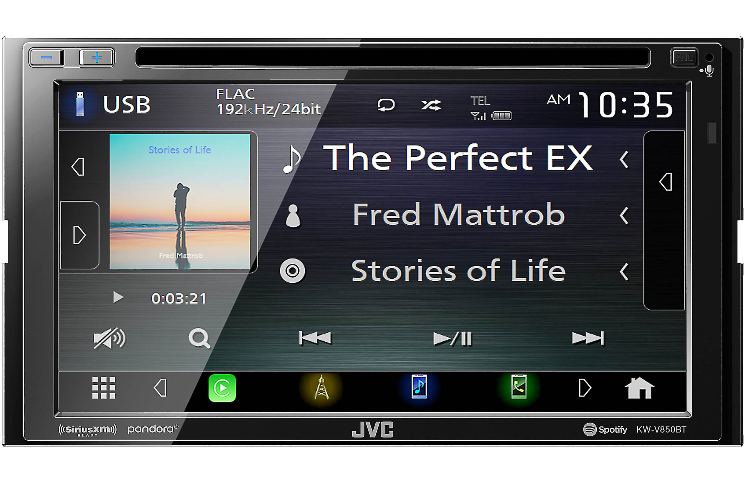 JVC KW-V850BT 6.8" Android Auto/Apple CarPlay, Built-in Bluetooth In-Dash CD/DVD/DM Receiver