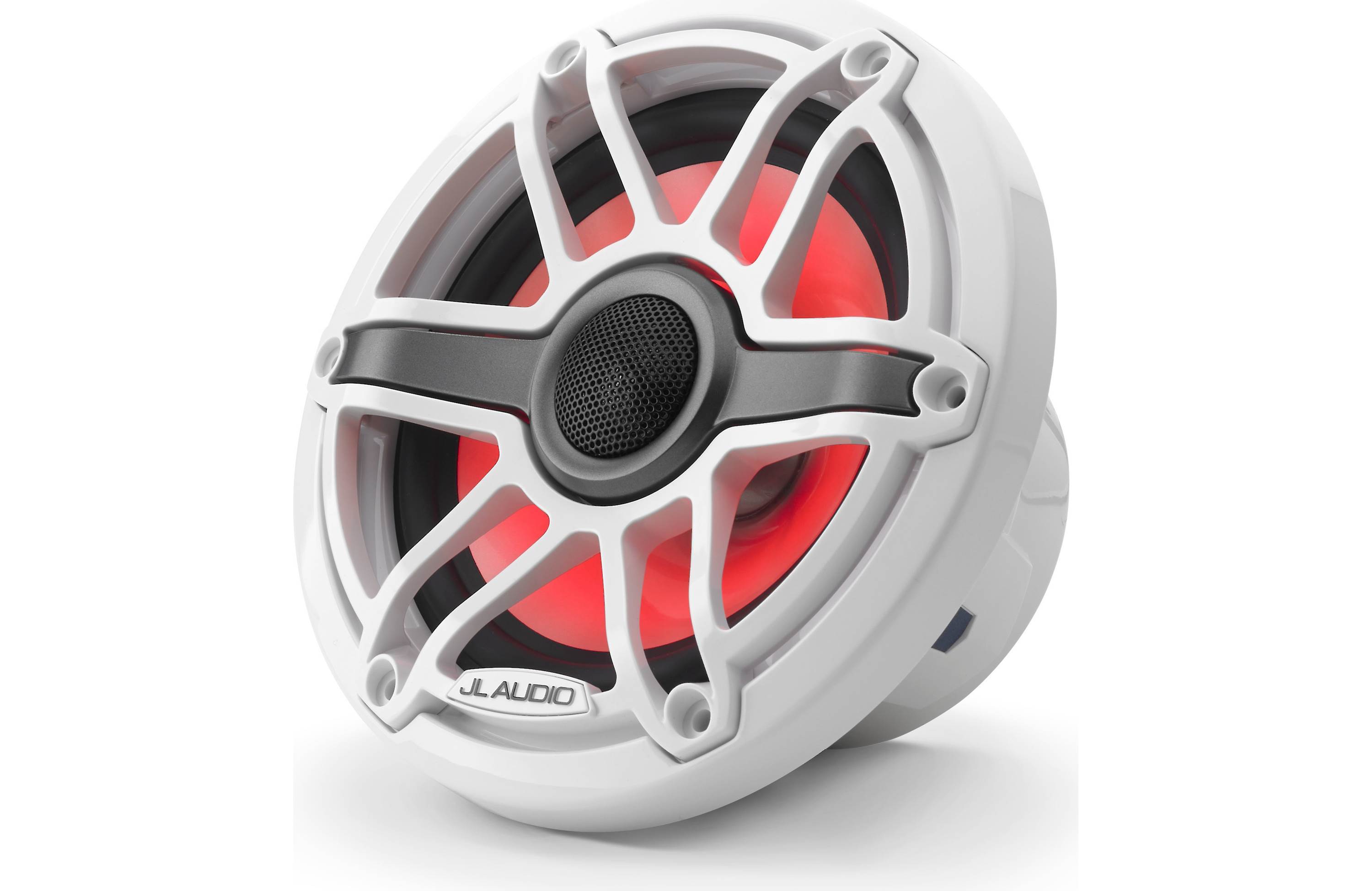 JL Audio M6-650X-S-GWGW-I 6.5" Marine Coaxial Speakers, Gloss White Trim and Grille w/ LED Lighting