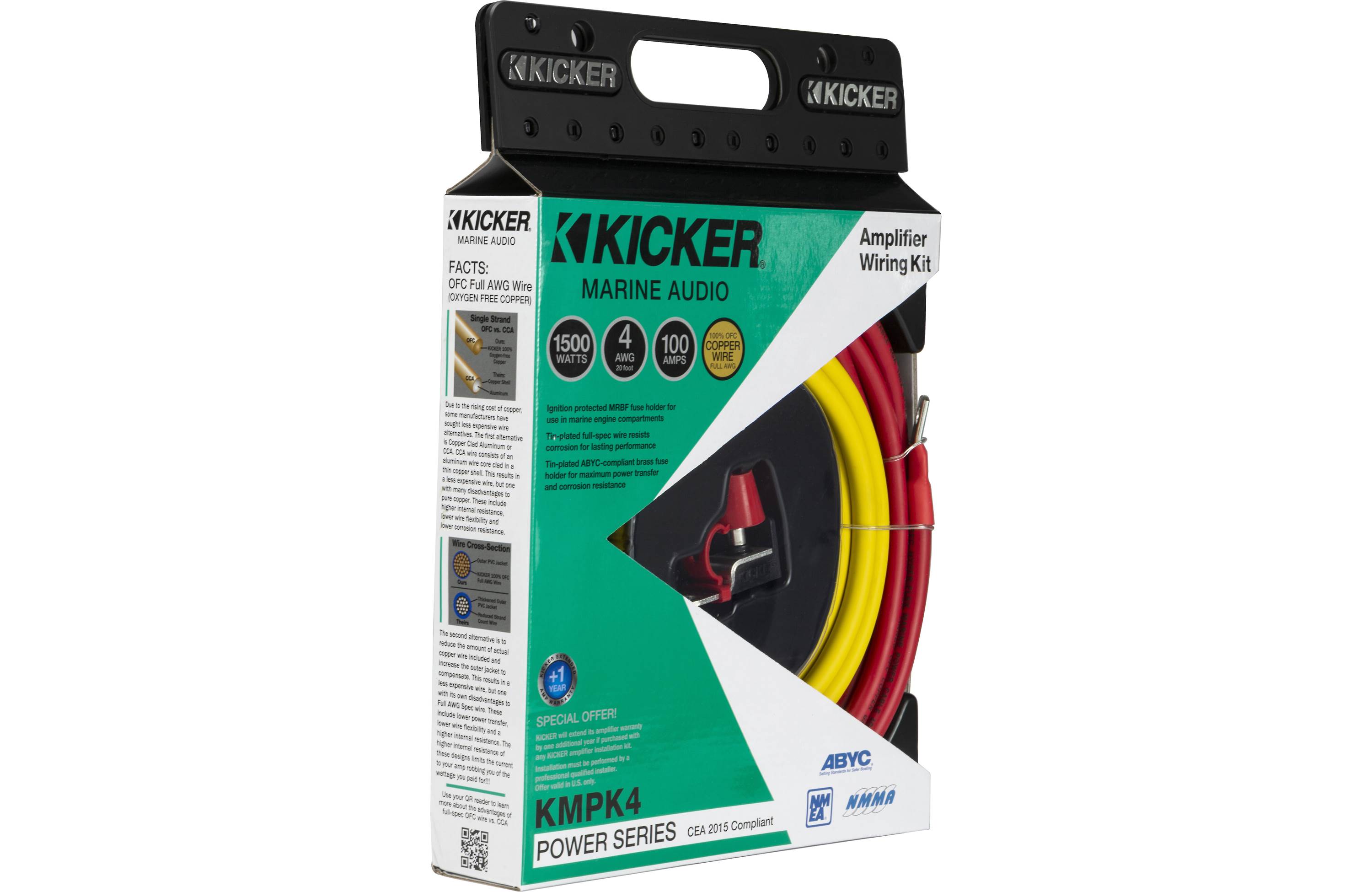 Kicker 47KMPK4 Marine-Grade Amp Wiring Kit (4-gauge)