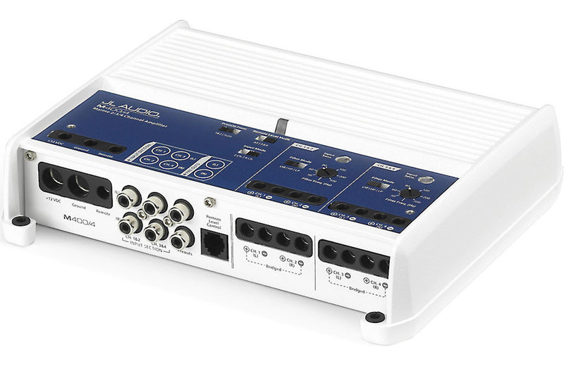 JL Audio M400/4 Amp + x2 Pairs M3-650X-S-GW + MBT-RX Bundle