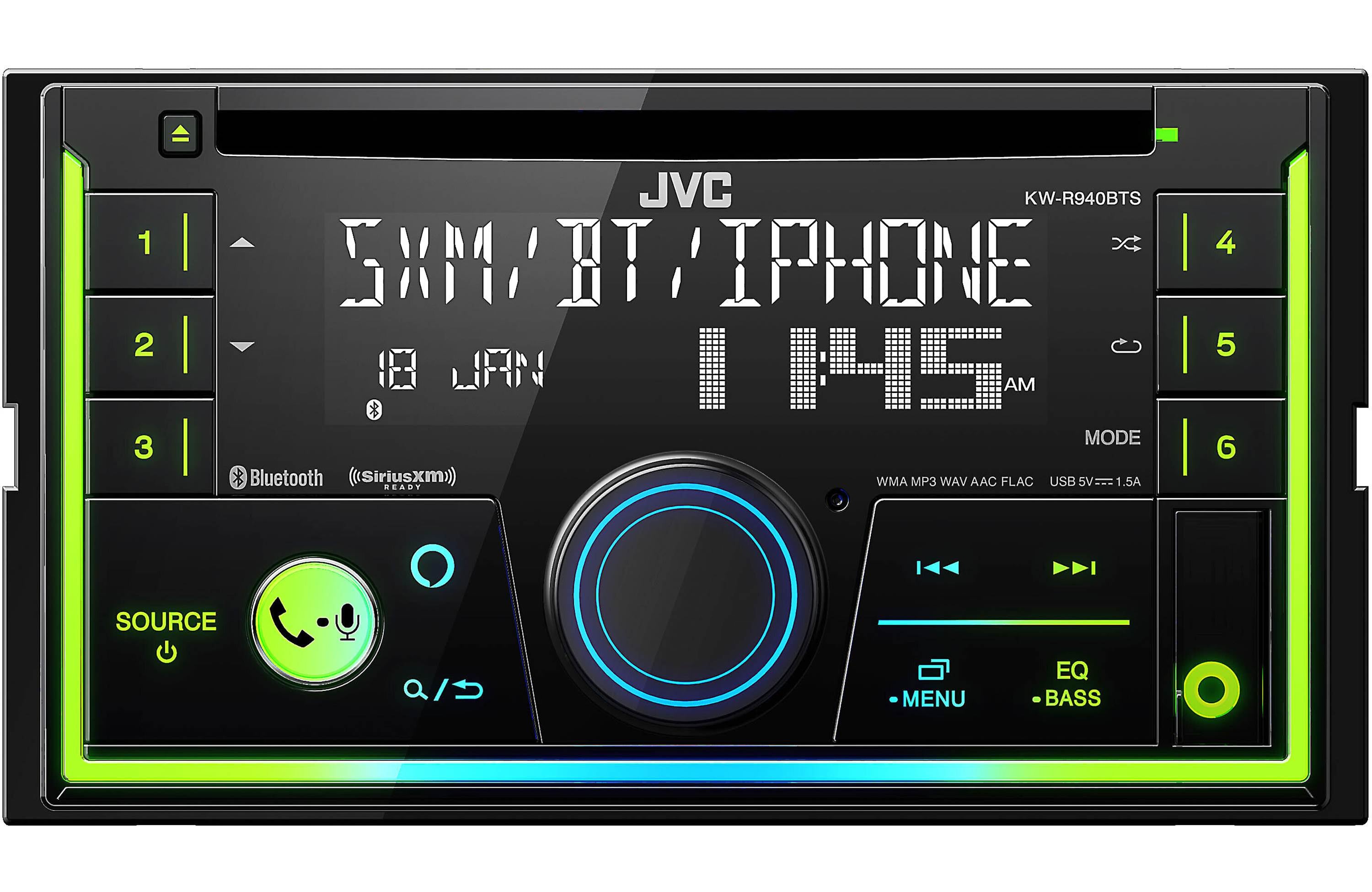 JVC KW-R940BT 2-Din CD Receiver with Bluetooth, USB, and SiriusXM Ready