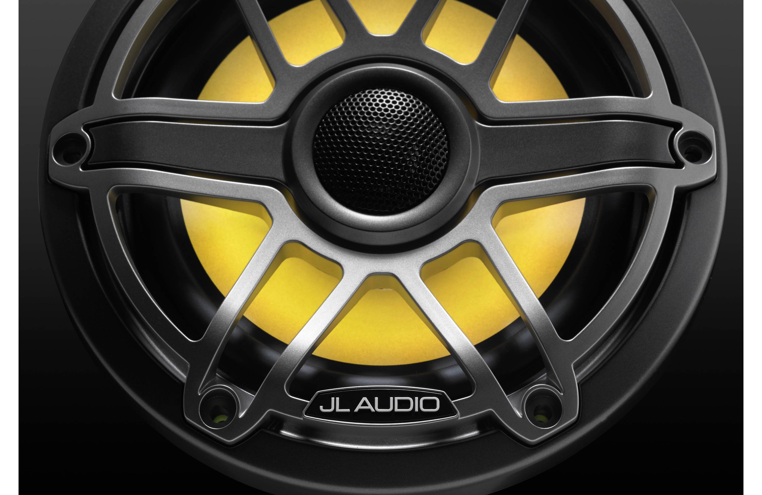 JL Audio M6-650X-S-GMTI-I 6.5" Marine Coaxial Speakers, Gunmetal Trim, Titanium Sport Grille + LED Lighting