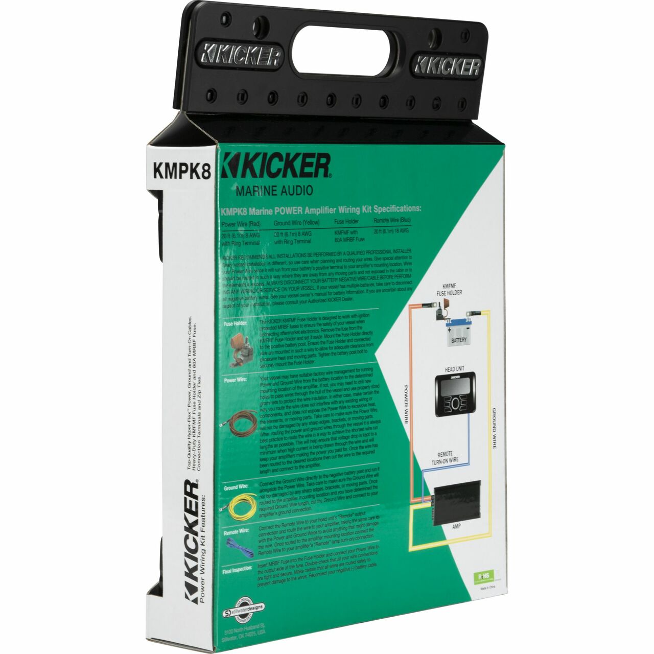 Kicker 47KMPK8 Marine-Grade Amplifier Wiring Kit (8-Gauge)