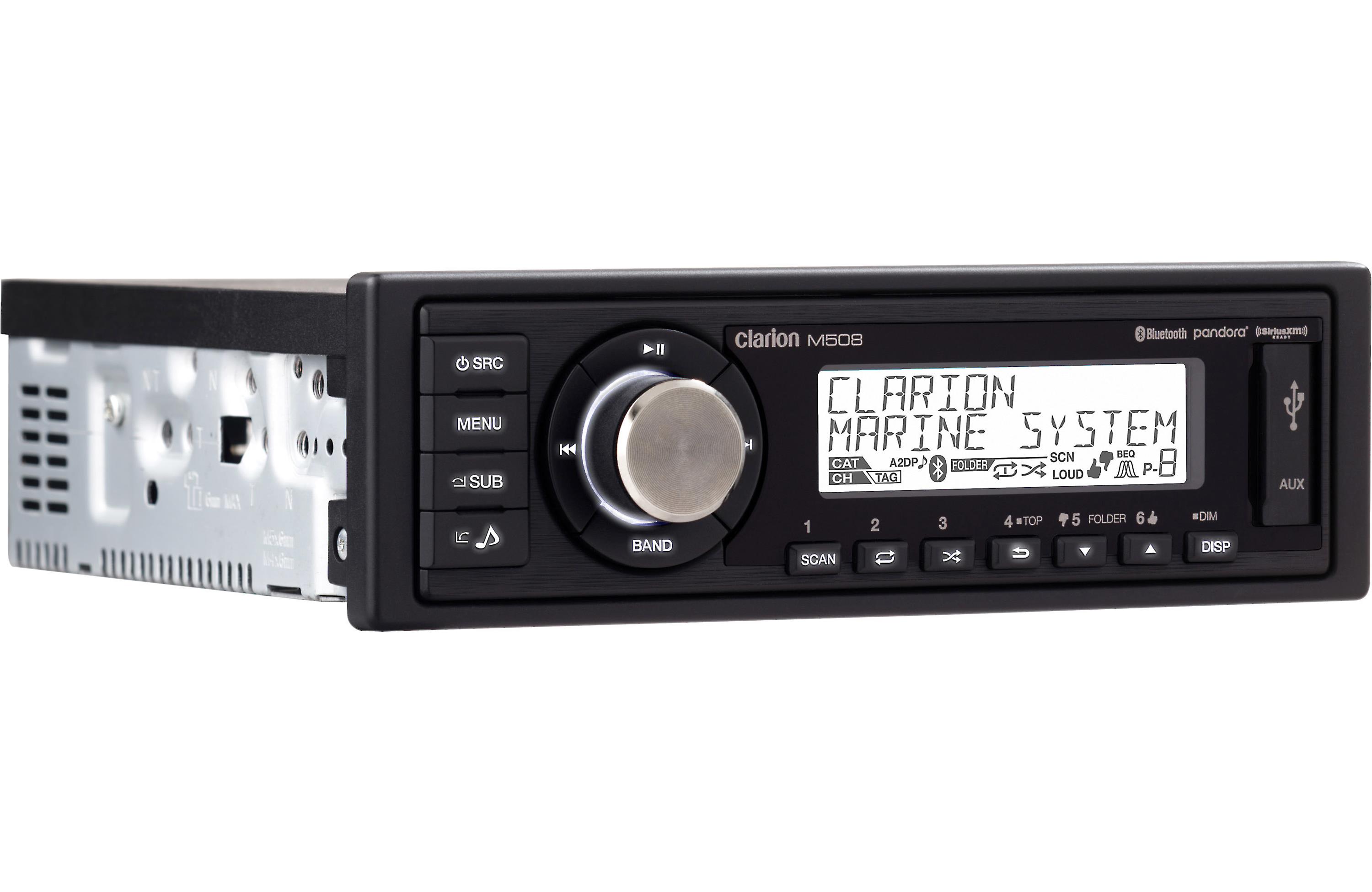 Clarion M508 1-DIN Marine Digital Media Receiver With Built-In Bluetooth