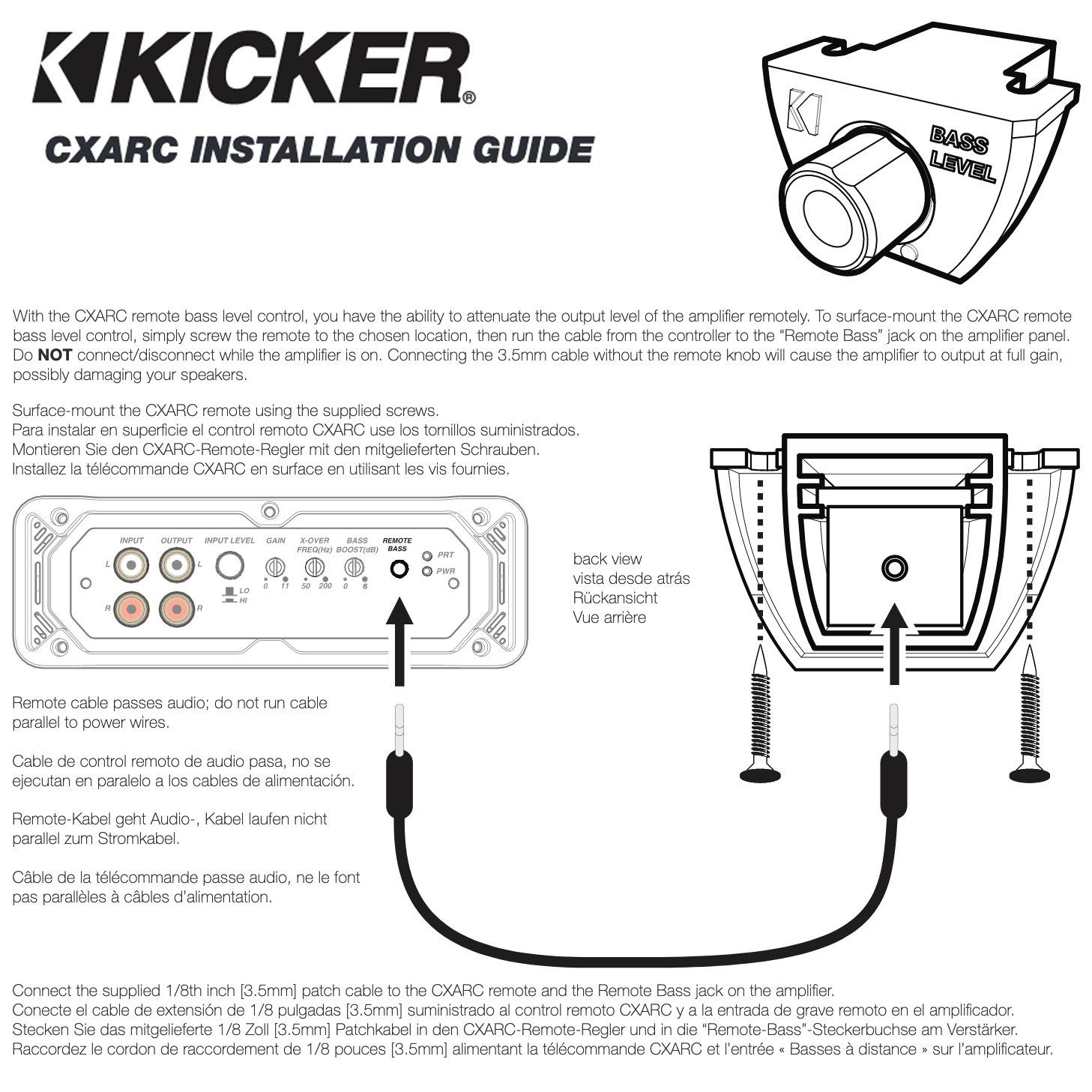 Kicker 46CXARC Remote Control For CX Amplifiers