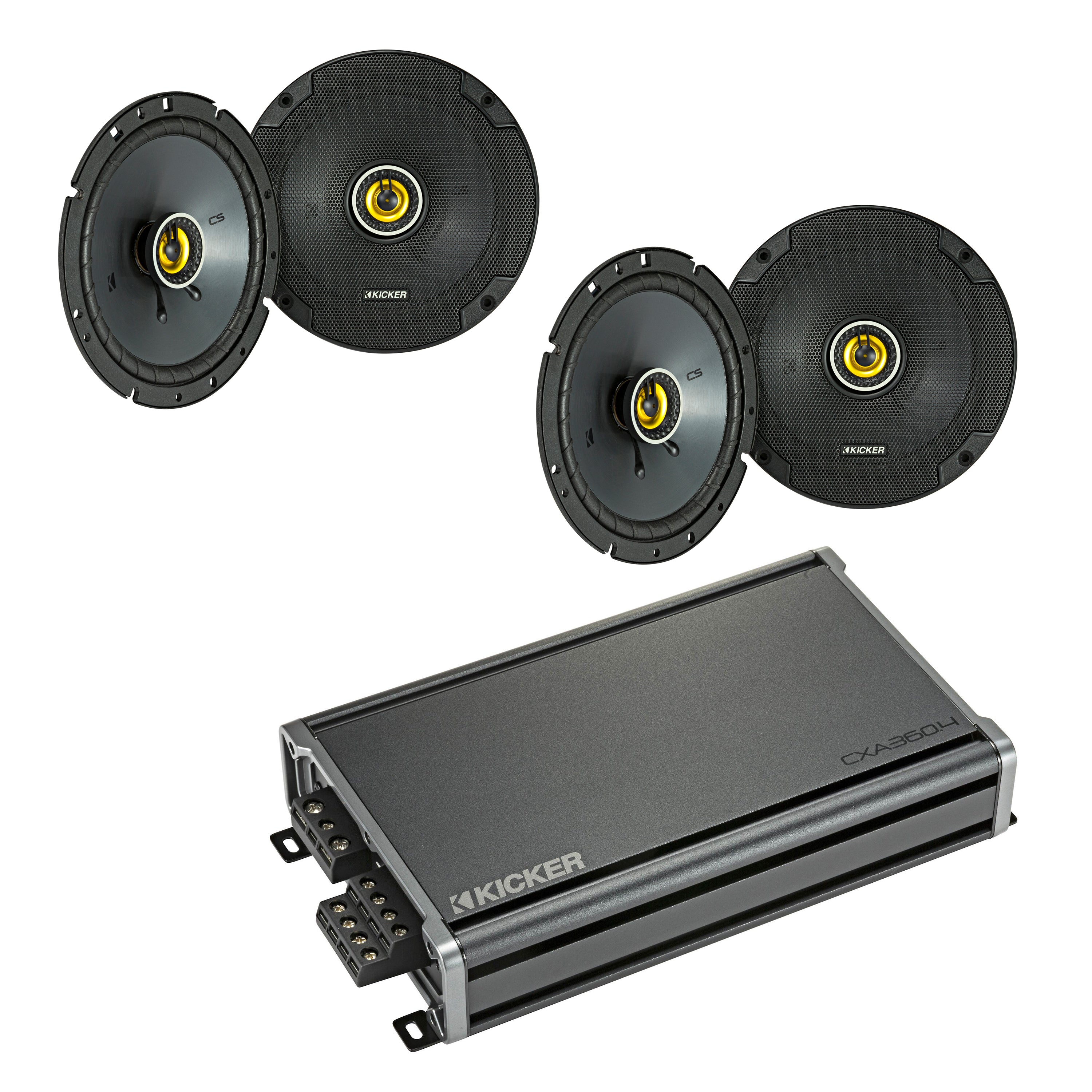 Kicker 46CSC674 x2 Pairs 6.75" Speakers + 46CXA360.4T Amplifier Bundle