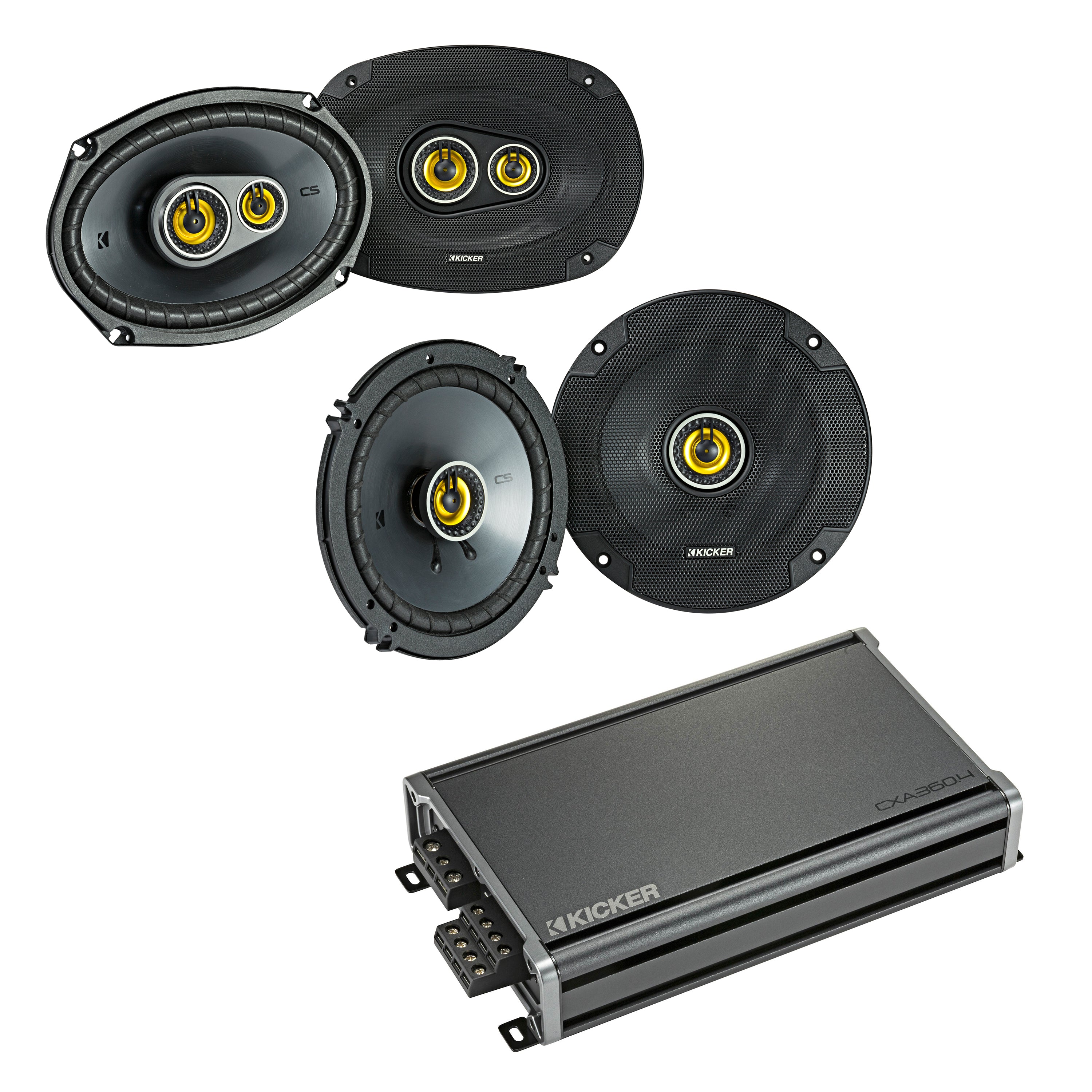 Kicker 1 Pair of 46CSC6934 + 1 Pair of 46CSC654 + 46CXA3604T Amp Bundle