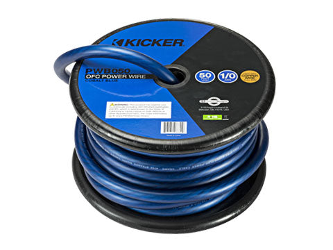 Kicker 46PWB050 1/0AWG Power Wire, 50 ft Speaker Cable, Blue