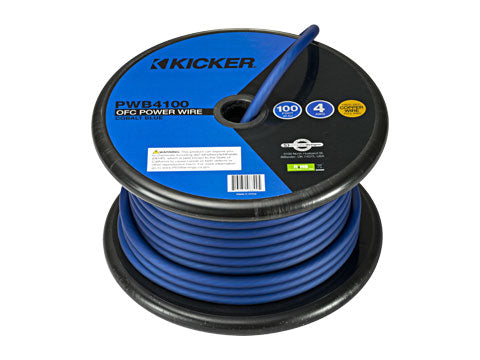 Kicker 46PWB4100 4AWG Power Wire, 100 ft Speaker Cable, Blue