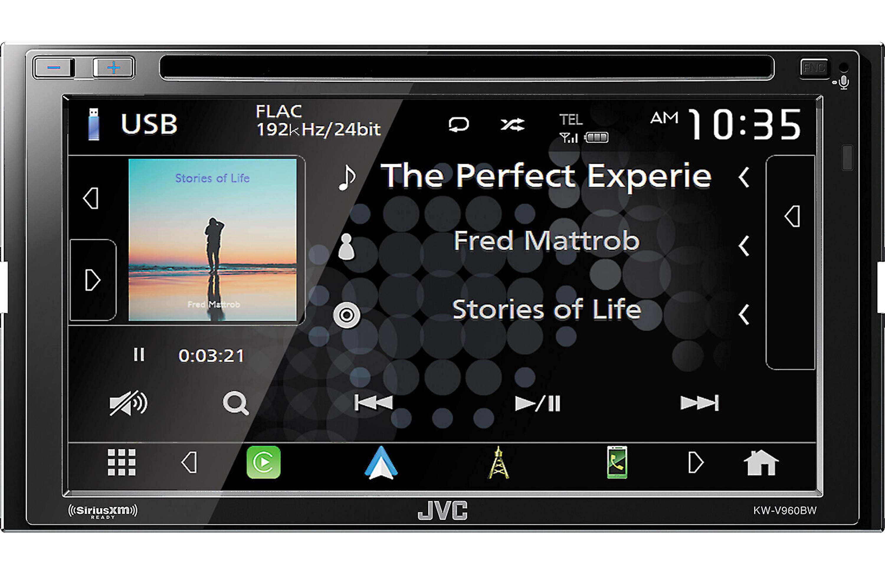 JVC KW-V960BW 6.8" Android Auto/Apple CarPlay, Built-in Bluetooth In-Dash CD/DVD/DM Receiver