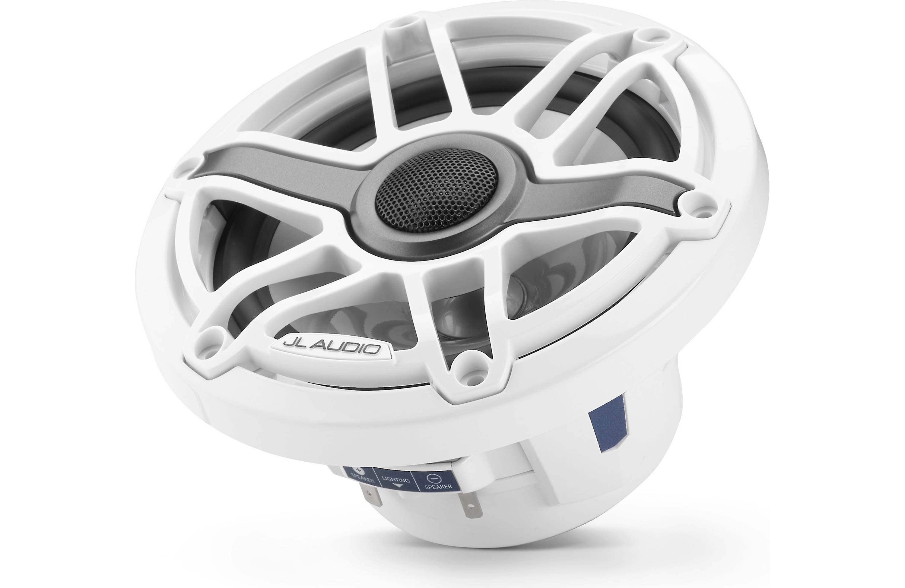 JL Audio M6-650X-S-GWGW-I 6.5" Marine Coaxial Speakers, Gloss White Trim and Grille w/ LED Lighting