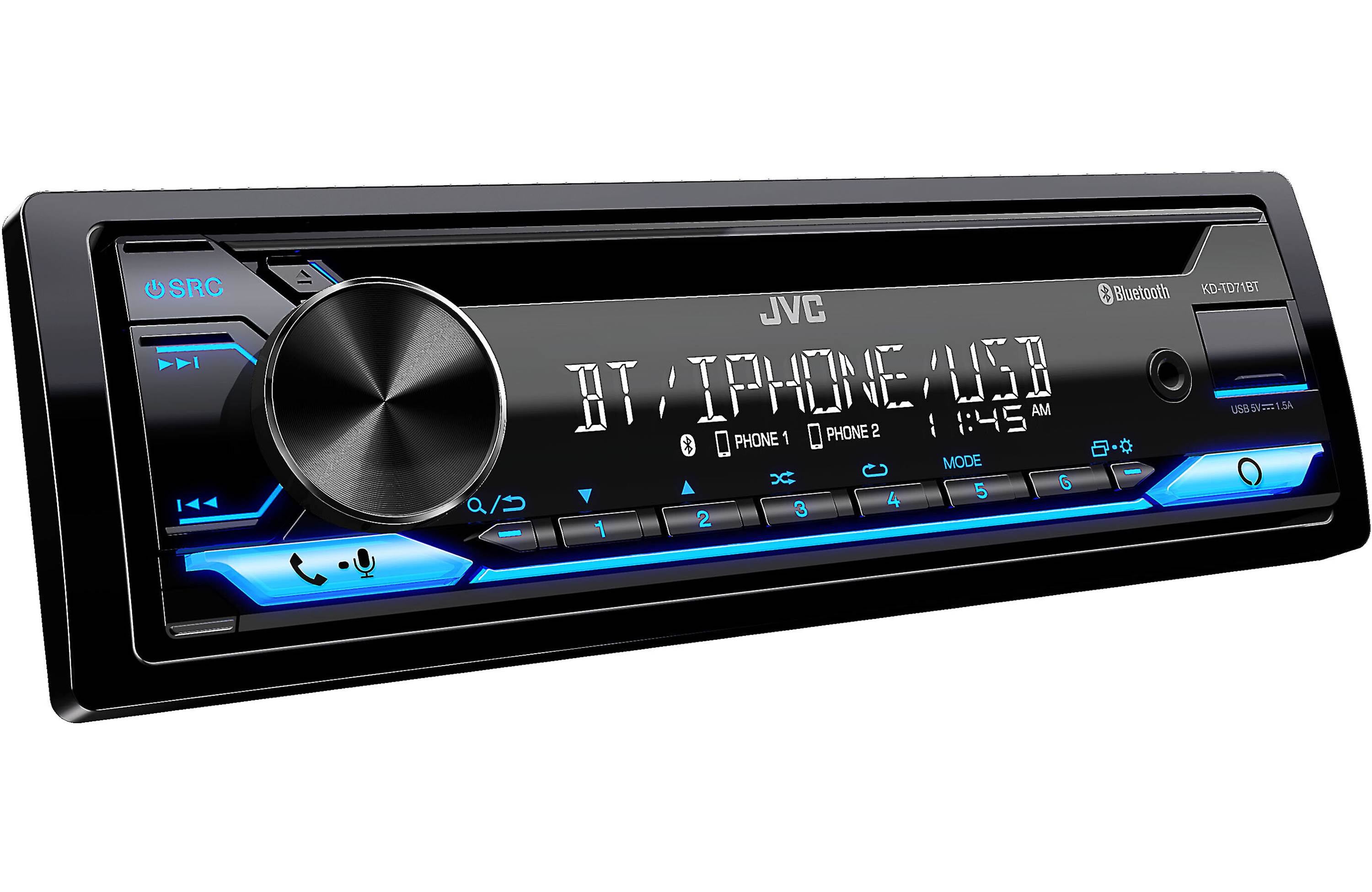 JVC KD-TD71BT 1-Din CD Receiver with Bluetooth, USB, and Amazon Alexa