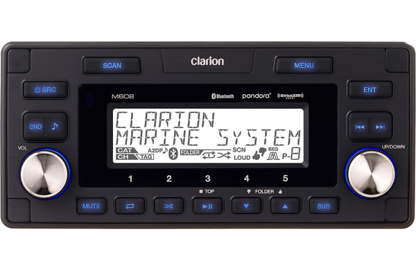 Clarion M608 1-DIN Marine Digital Media Receiver With Built-In Bluetooth