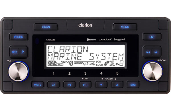 Clarion M608 1-DIN Marine Digital Media Receiver W/ Built-In Bluetooth