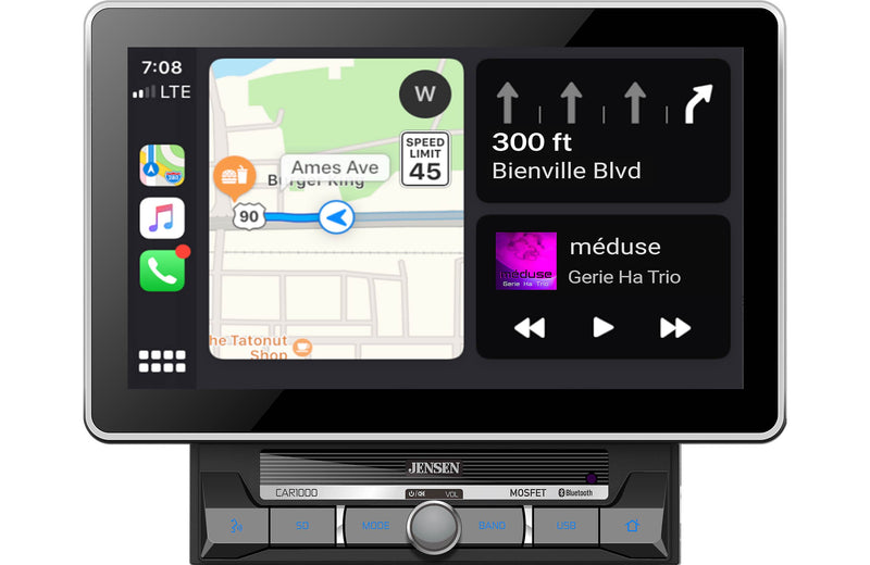 Jensen CAR1000 2-Din Digital Multimedia Receiver w/ Android Auto & Apple CarPlay