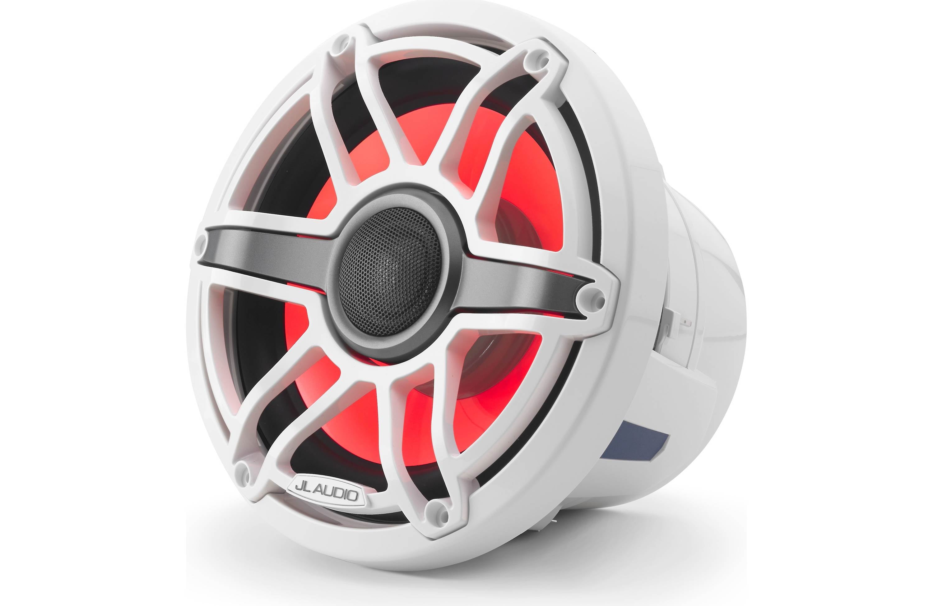 JL Audio M6-880X-S-GWGW-I 8.8" Marine Speaker System, RGB LED, Gloss White, Sport Grill