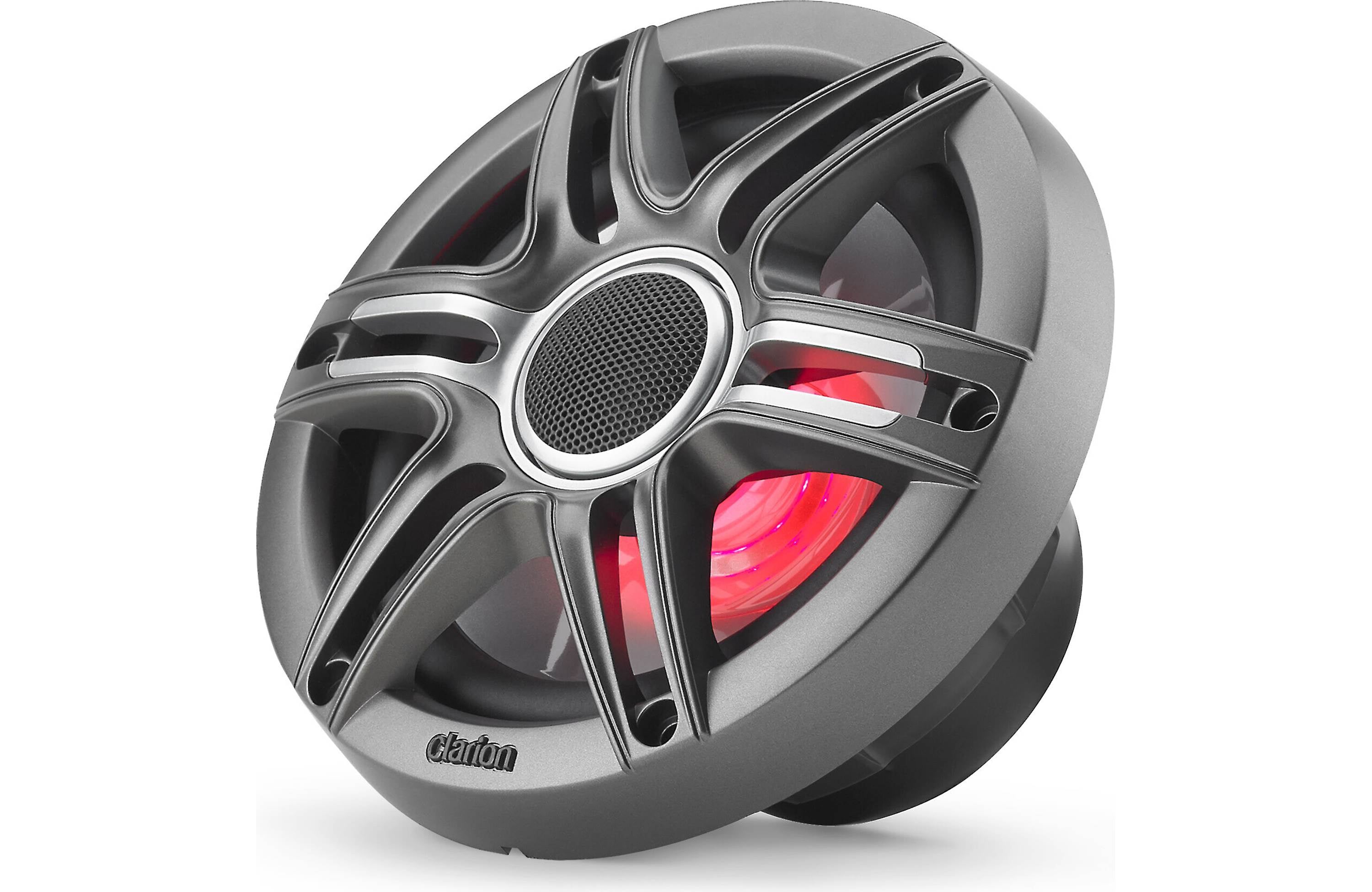 Clarion CMSP-651RGB-SWG 6.5 Inch Premium Marine Coaxial Speakers Pair w/ Sport Grilles & LEDs