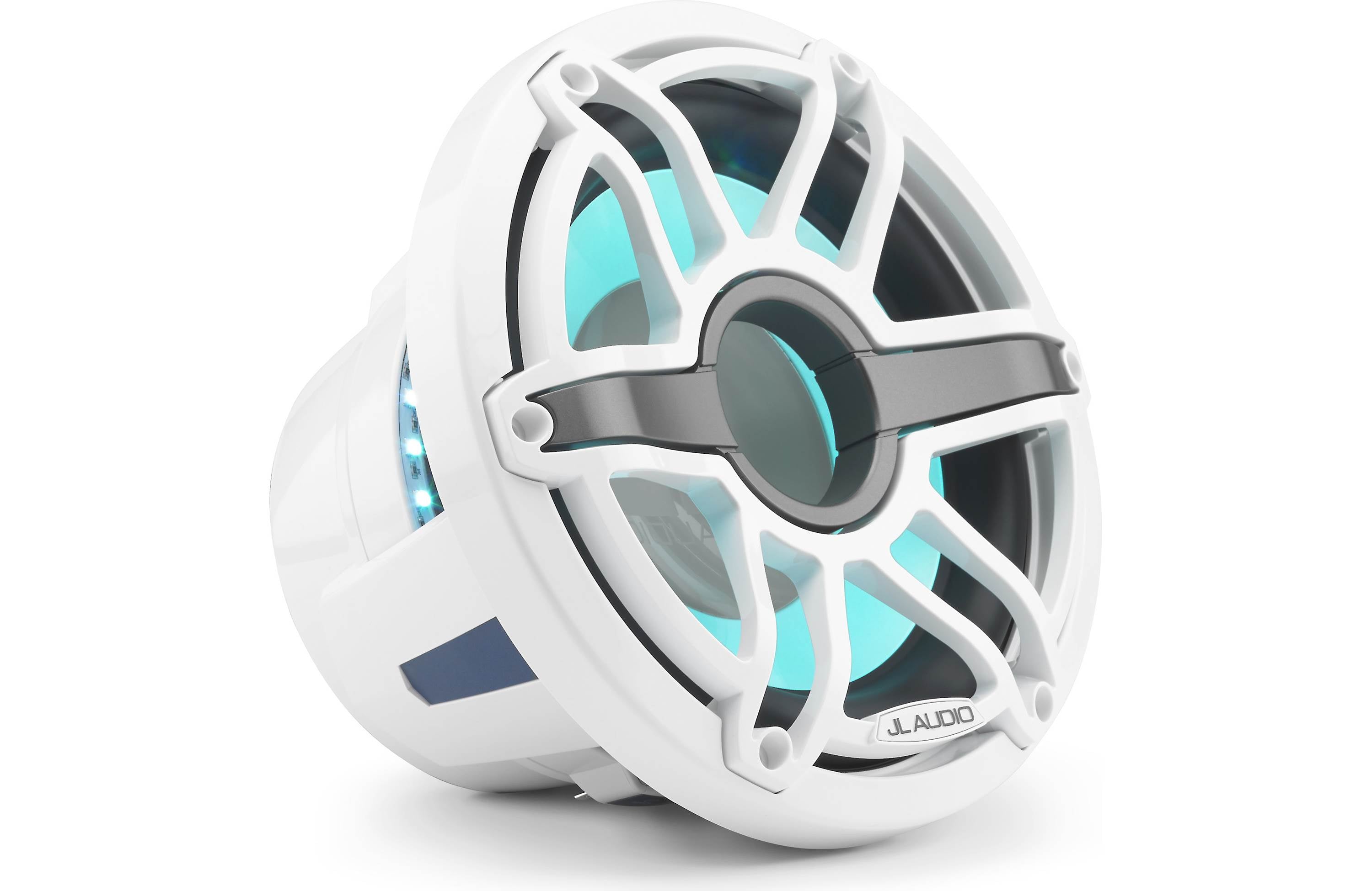 JL Audio M6-10IB-S-GwGw-i-4 10" Marine Subwoofer LED Lighting Gloss White Trim and Sport Grille, 4 Ω