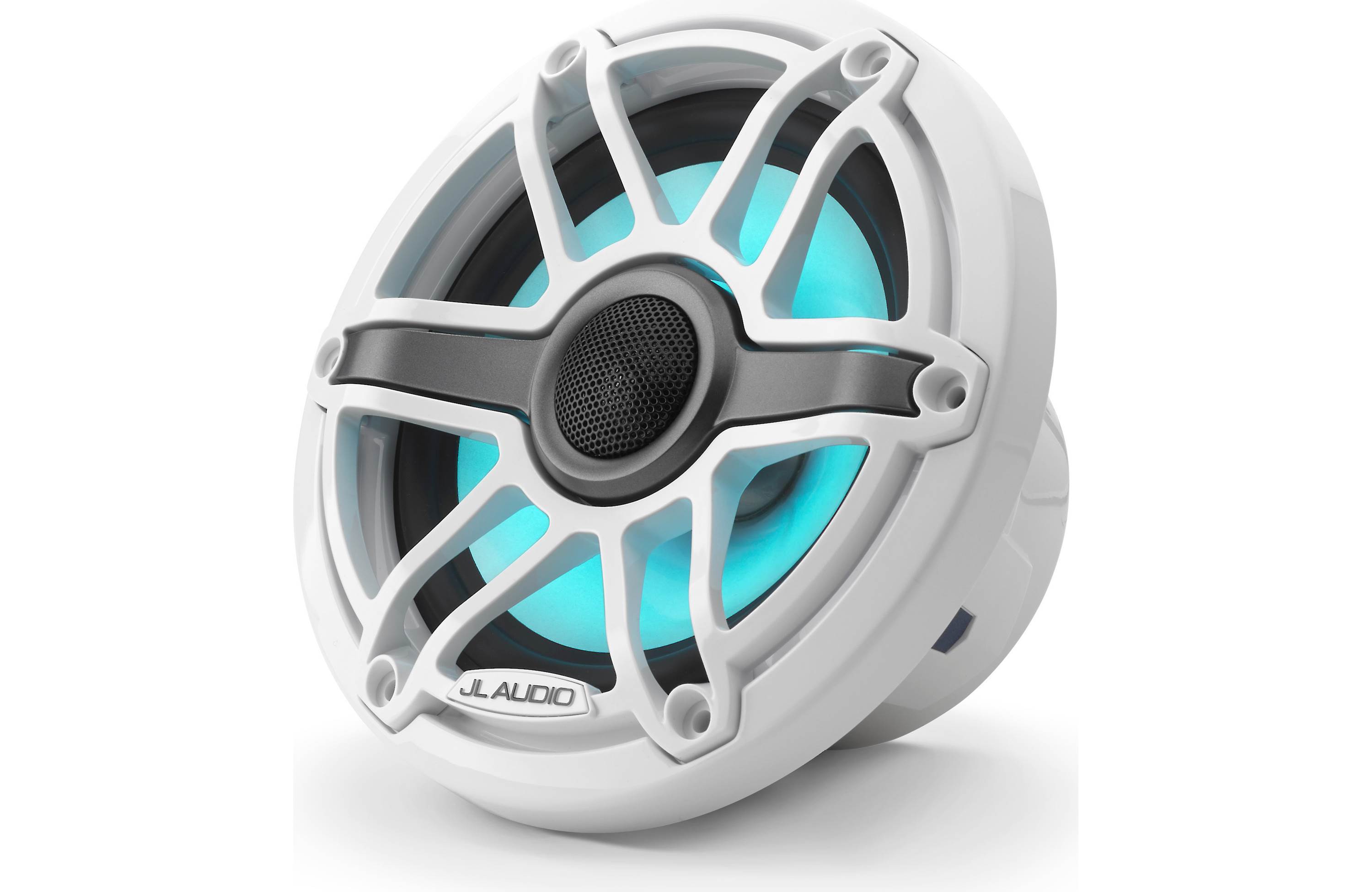 JL Audio M6-650X-S-GWGW-I 6.5" Marine Coaxial Speakers, Gloss White Trim and Grille w/ LED Lighting