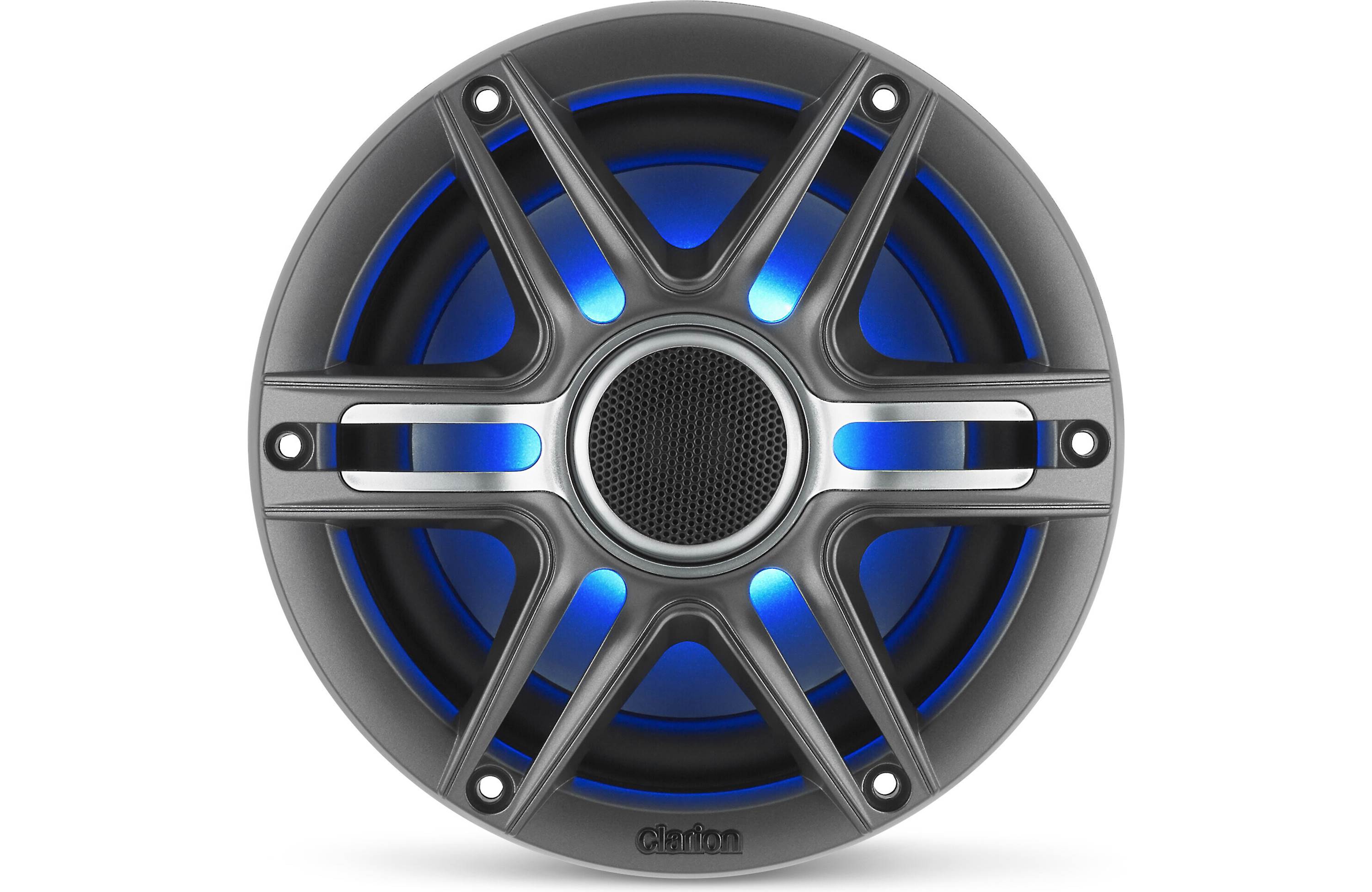 Clarion CMSP-651RGB-SWG 6.5 Inch Premium Marine Coaxial Speakers Pair w/ Sport Grilles & LEDs