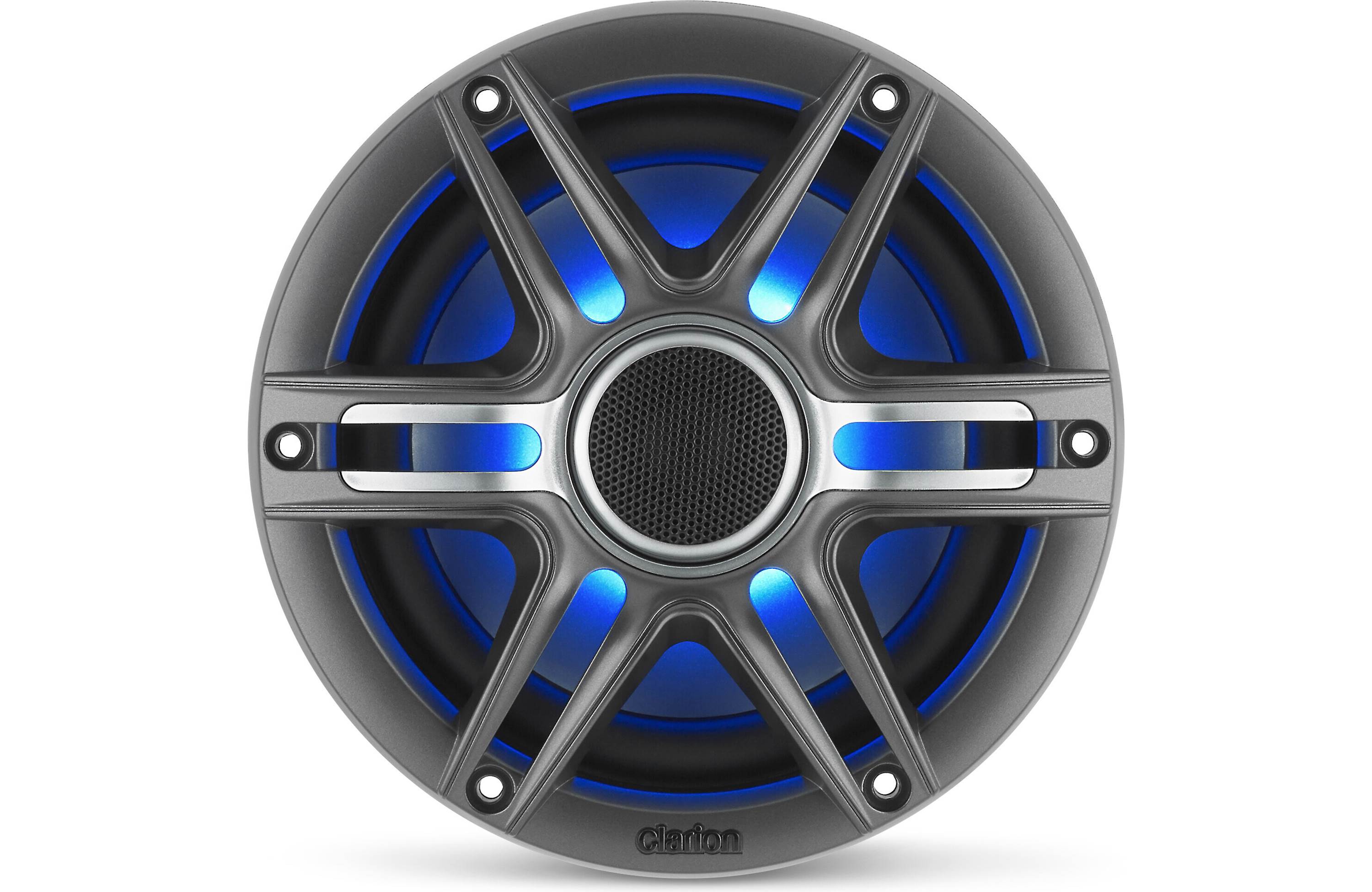 Clarion CMS-651RGB-SWB 6.5 Inch Marine Coaxial Speakers Pair with Sport Grilles and RGB Lighting