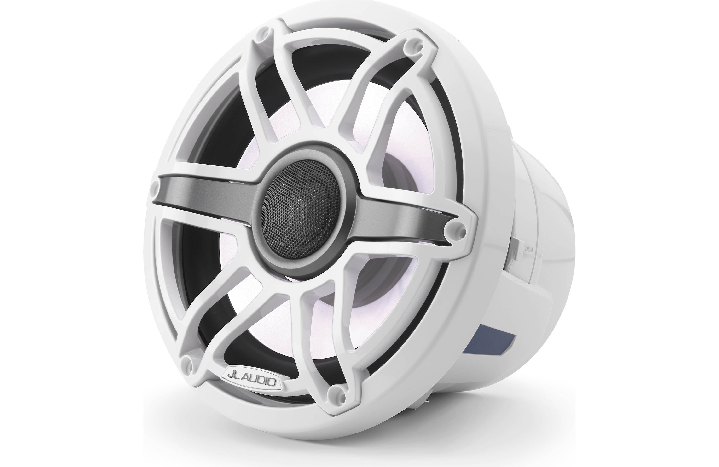 JL Audio M6-880X-S-GWGW-I 8.8" Marine Speaker System, RGB LED, Gloss White, Sport Grill