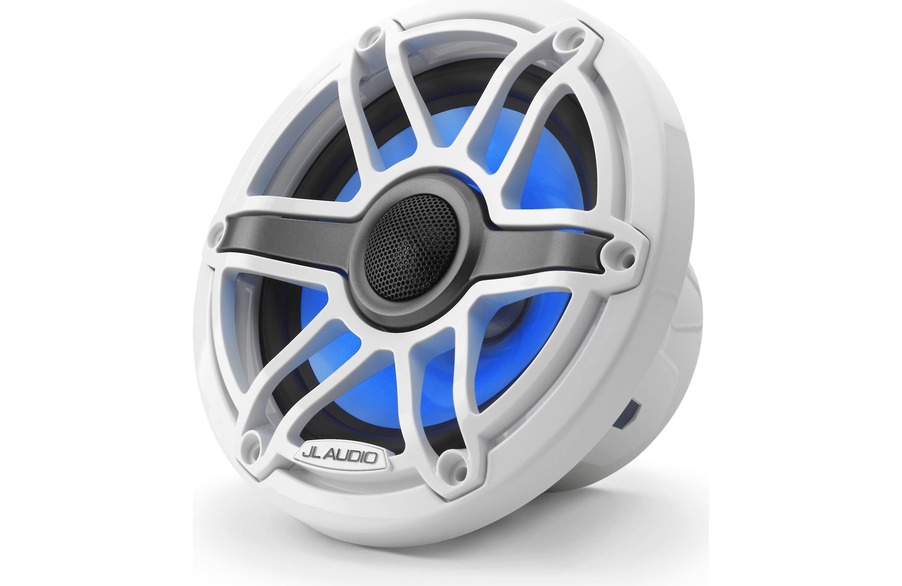 JL Audio M6-650X-S-GWGW-I 6.5" Marine Coaxial Speakers, Gloss White Trim and Grille w/ LED Lighting