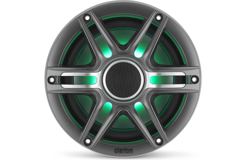 Clarion CMSP-651RGB-SWG 6.5 Inch Premium Marine Coaxial Speakers Pair w/ Sport Grilles & LEDs
