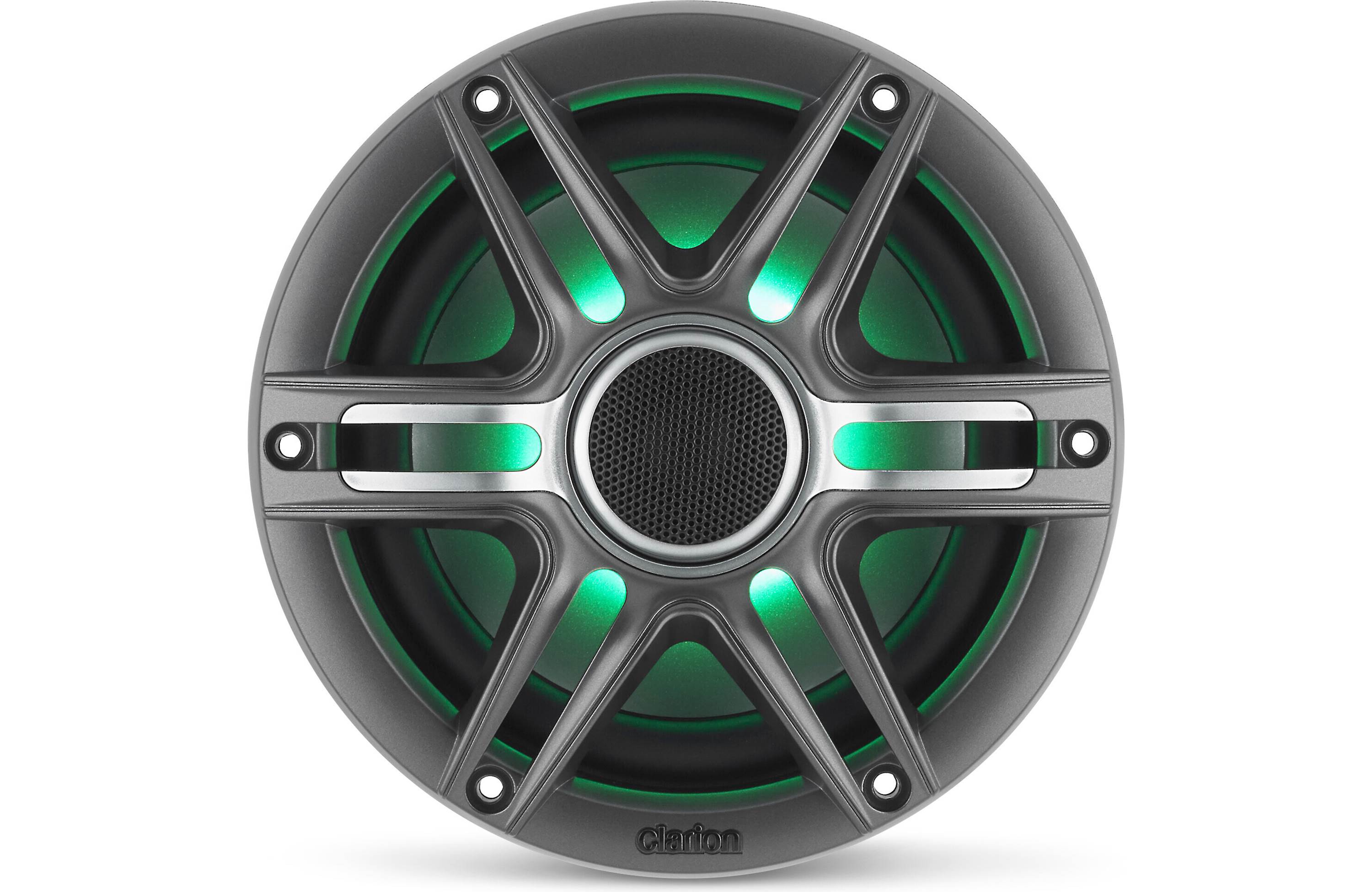 Clarion CMS-651RGB-SWB 6.5 Inch Marine Coaxial Speakers Pair with Sport Grilles and RGB Lighting