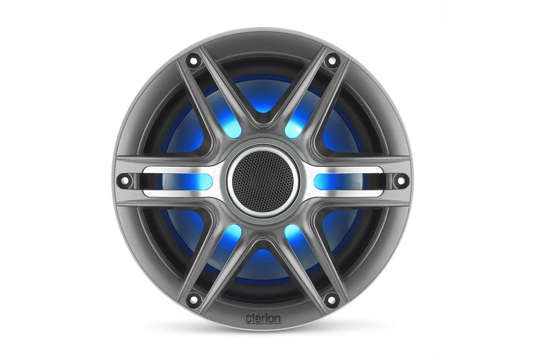 Clarion CMSP-771RGB-SWG 7.7 Inch Premium Marine Coaxial Speakers Pair w/ Sport Grilles & LEDs