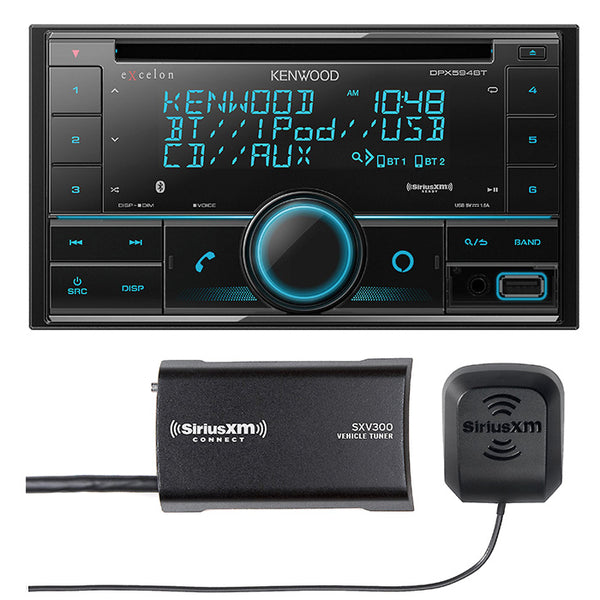 Kenwood DPX594BT 2-DIN CD Receiver and SiriusXM SXV300V2 Tuner