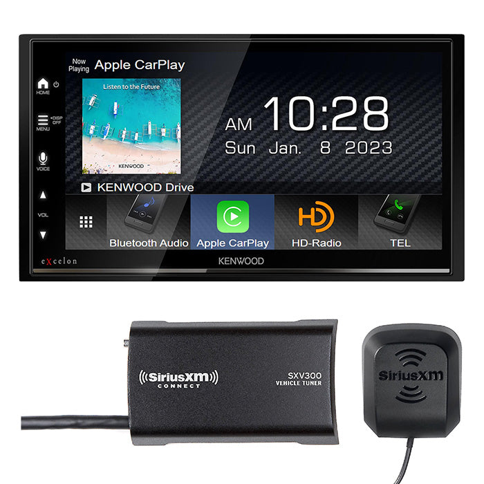 Kenwood Excelon DMX709S 2-DIN Headunit + SXV300v1 SiriusXM Tuner Bundle