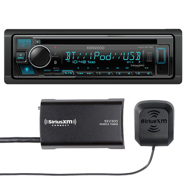 Kenwood KDC-BT35 1-DIN CD Car Stereo Receiver + SiriusXM SXV300v1 Tuner Bundle