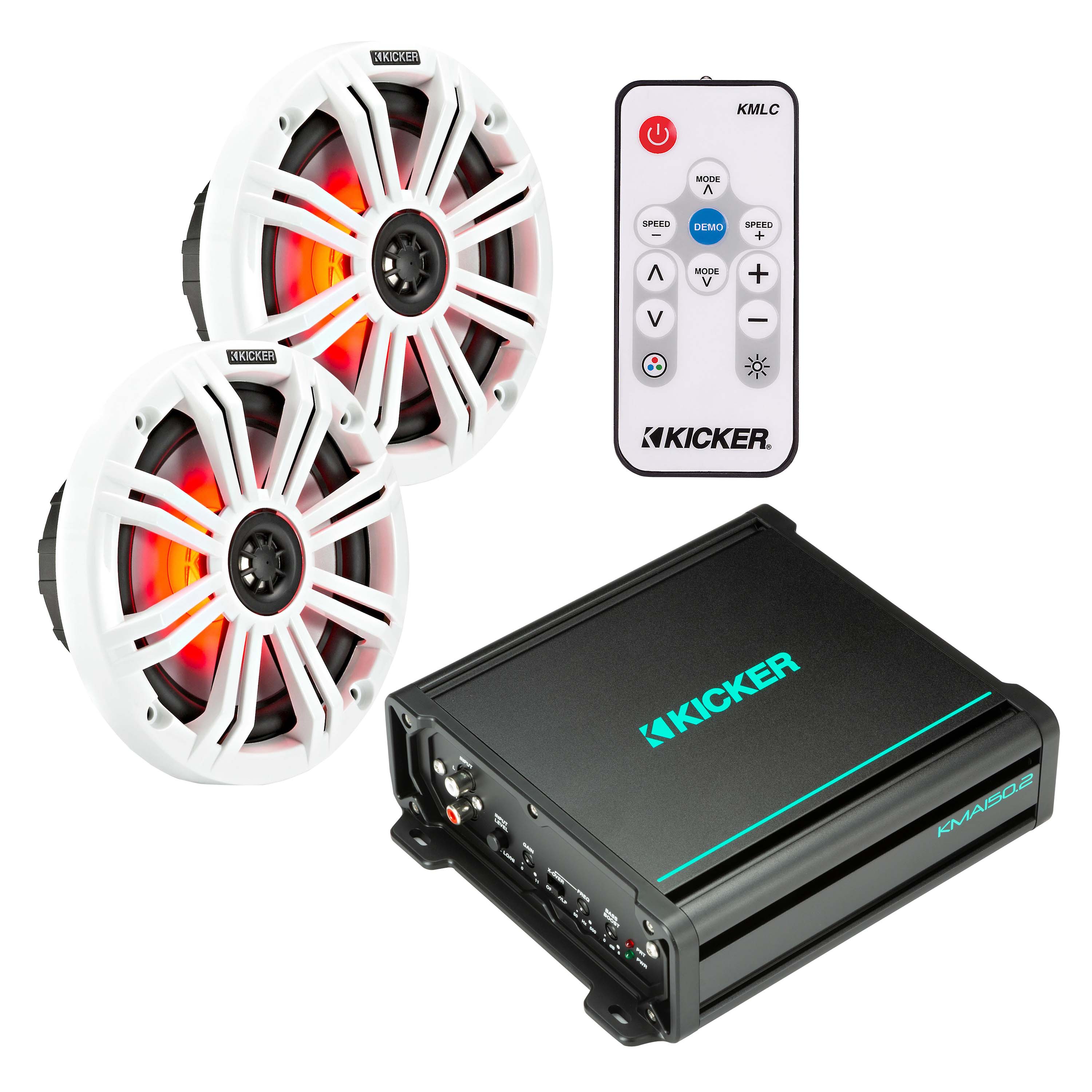 Kicker 45KM654L 6.5" Speakers + 48KMA1502 Amp + FREE 41KMLC Remote Bundle