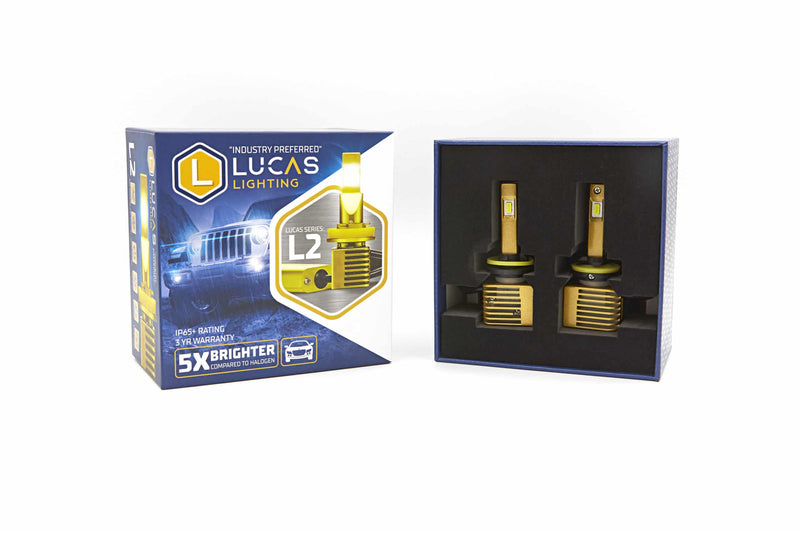 Lucas Lighting L2 Series Headlight Pair (2 Bulbs), 5X Brighter